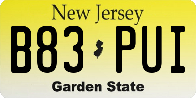NJ license plate B83PUI