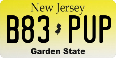 NJ license plate B83PUP