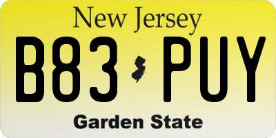 NJ license plate B83PUY