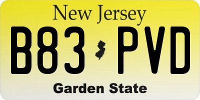 NJ license plate B83PVD