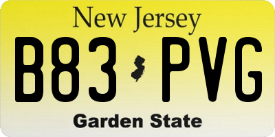 NJ license plate B83PVG