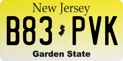 NJ license plate B83PVK