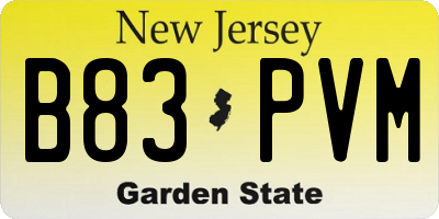 NJ license plate B83PVM