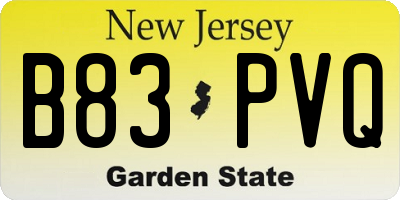 NJ license plate B83PVQ