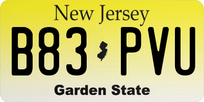 NJ license plate B83PVU