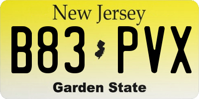 NJ license plate B83PVX