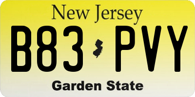 NJ license plate B83PVY