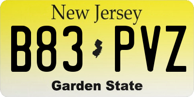 NJ license plate B83PVZ