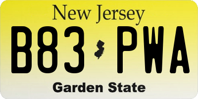 NJ license plate B83PWA
