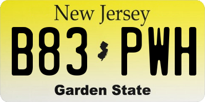 NJ license plate B83PWH