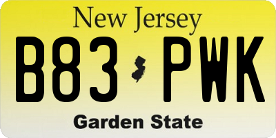 NJ license plate B83PWK