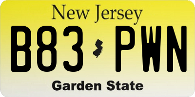 NJ license plate B83PWN