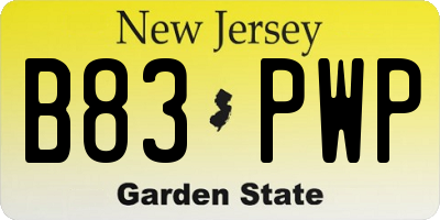 NJ license plate B83PWP