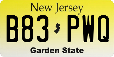 NJ license plate B83PWQ