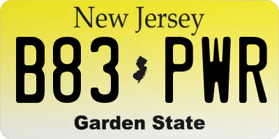 NJ license plate B83PWR