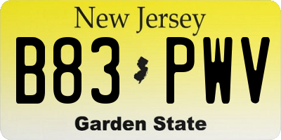 NJ license plate B83PWV