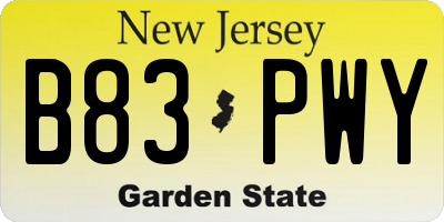 NJ license plate B83PWY