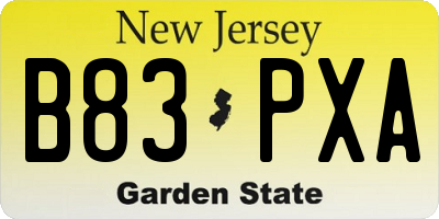 NJ license plate B83PXA
