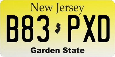 NJ license plate B83PXD