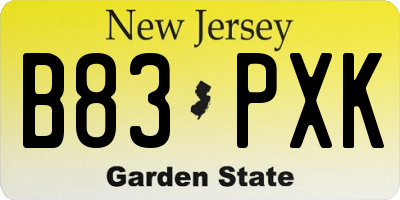 NJ license plate B83PXK