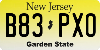 NJ license plate B83PXO