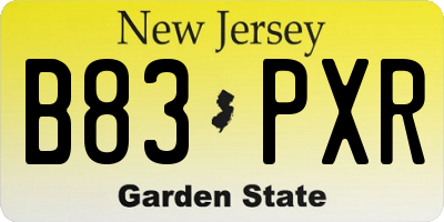 NJ license plate B83PXR