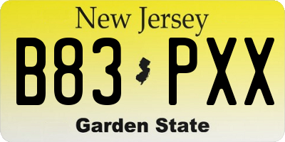 NJ license plate B83PXX