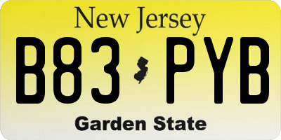 NJ license plate B83PYB