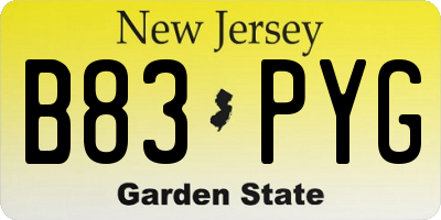 NJ license plate B83PYG