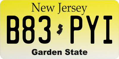 NJ license plate B83PYI