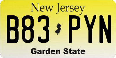 NJ license plate B83PYN