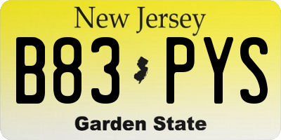 NJ license plate B83PYS