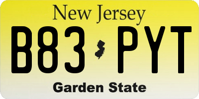 NJ license plate B83PYT
