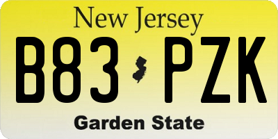 NJ license plate B83PZK
