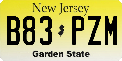 NJ license plate B83PZM
