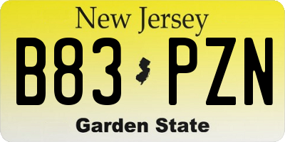 NJ license plate B83PZN