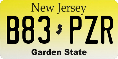 NJ license plate B83PZR