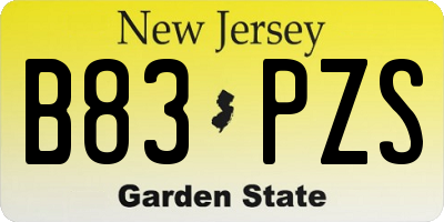NJ license plate B83PZS
