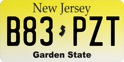 NJ license plate B83PZT