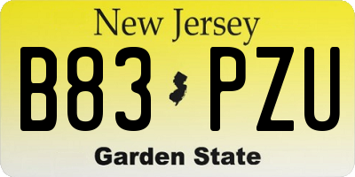 NJ license plate B83PZU