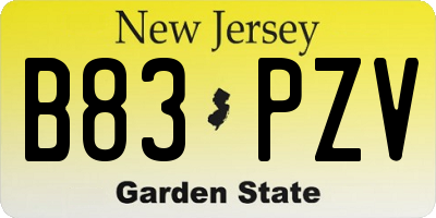 NJ license plate B83PZV