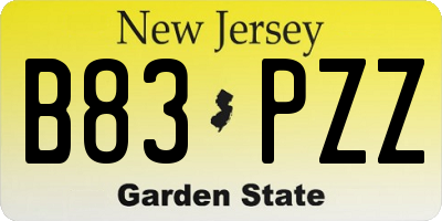 NJ license plate B83PZZ