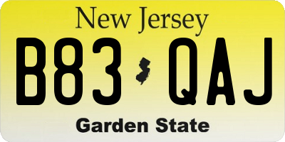 NJ license plate B83QAJ