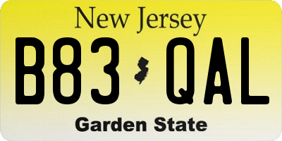 NJ license plate B83QAL