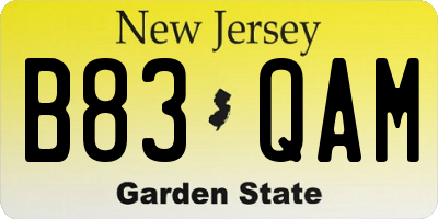 NJ license plate B83QAM