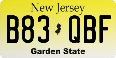 NJ license plate B83QBF