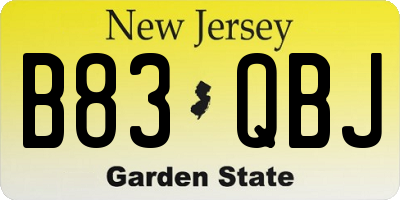 NJ license plate B83QBJ