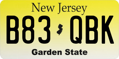 NJ license plate B83QBK