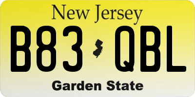 NJ license plate B83QBL