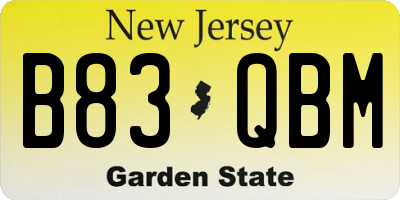NJ license plate B83QBM